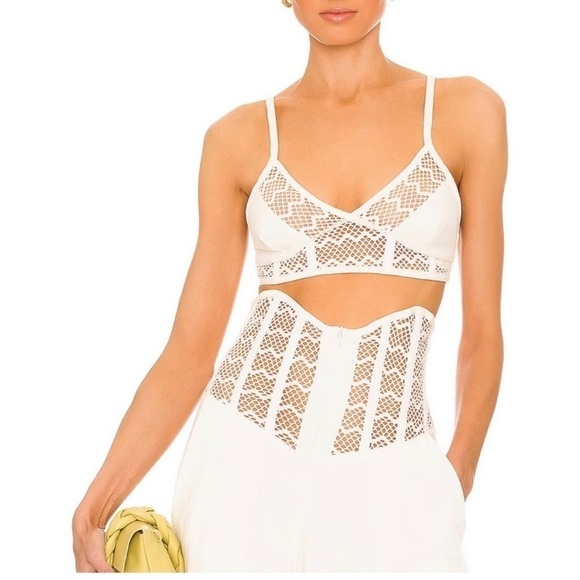 PatBO Linen Bralette Top in Bone - Picture 1 of 9